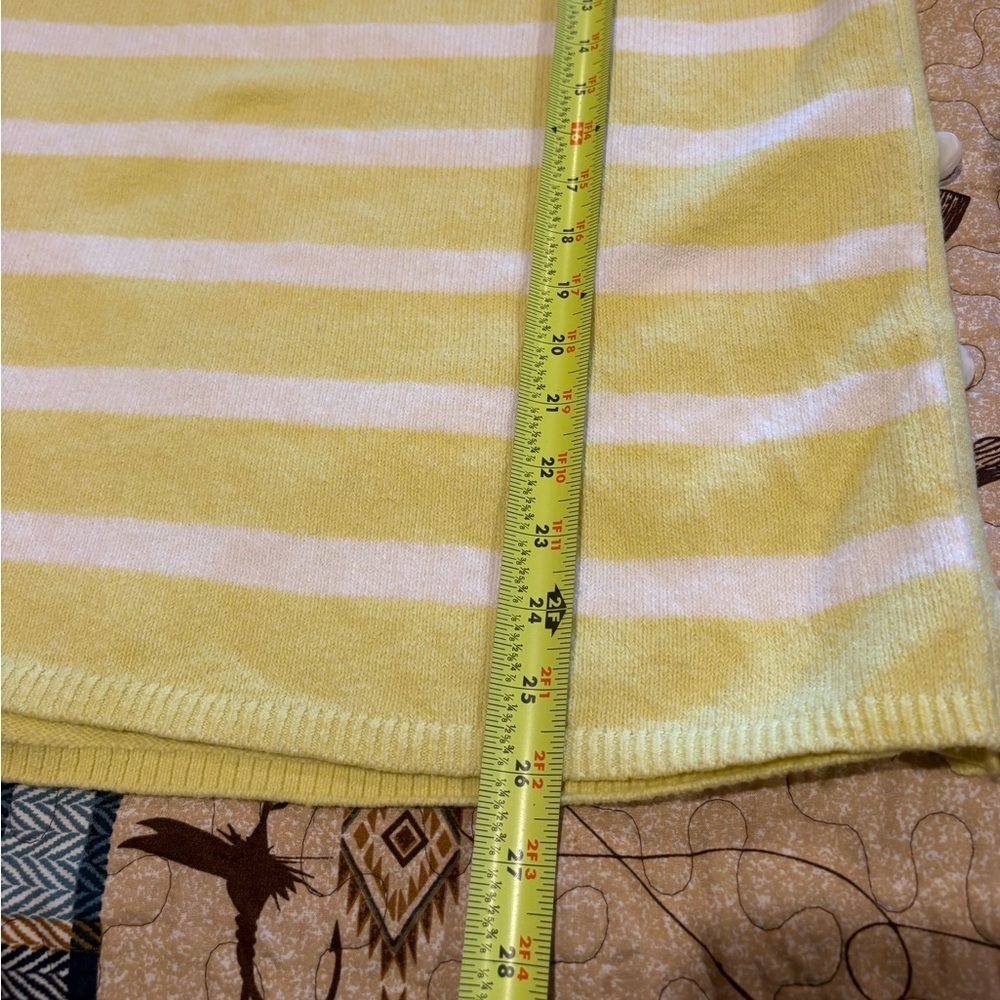 Ann Taylor Loft yellow and white striped sweater women’s L NWT - Picture 9 of 12